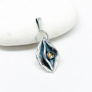 Sterling Silver Necklace - Birth Flower Pendant with Citrine