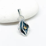 Sterling Silver Necklace - Birth Flower Pendant with Citrine