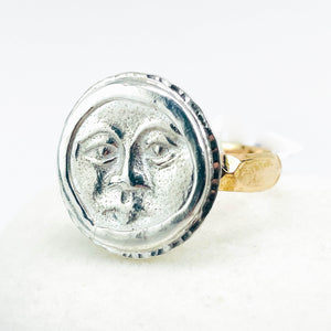 Gold and Silver Moon Face Ring Size 9
