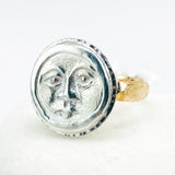 Gold and Silver Moon Face Ring Size 9