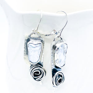 Sterling Silver Biwa Pearl Earrings