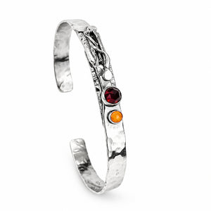 Sterling Silver garnet and spiny oyster shell ￼Bracelet