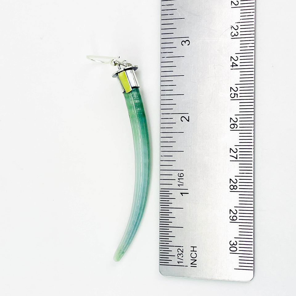 Wabi Sabi Jewelry - Dentilium, Silver and green Tourmaline ￼ Earrings