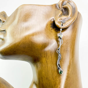 Wabi Sabi Jewelry - Dentilium, Silver and green Tourmaline ￼ Earrings
