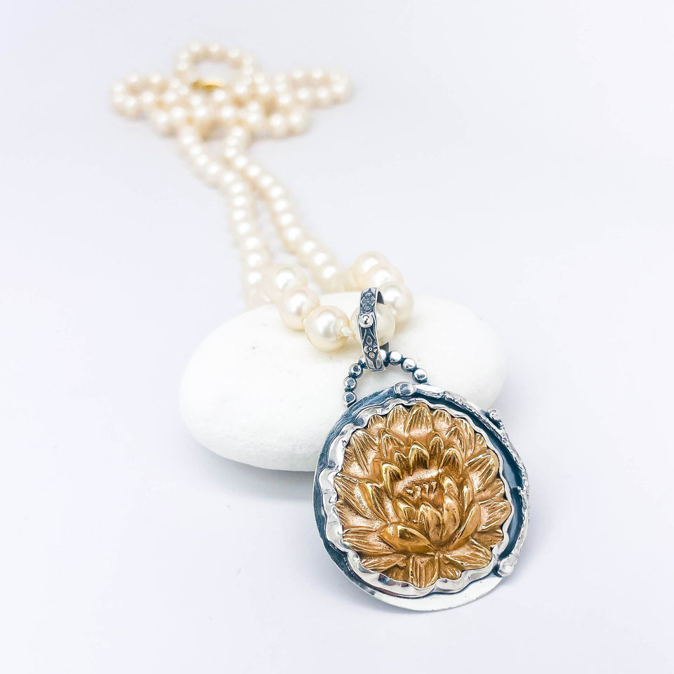 Bronze Lotus Flower Pendant Necklace - Journey Talisman