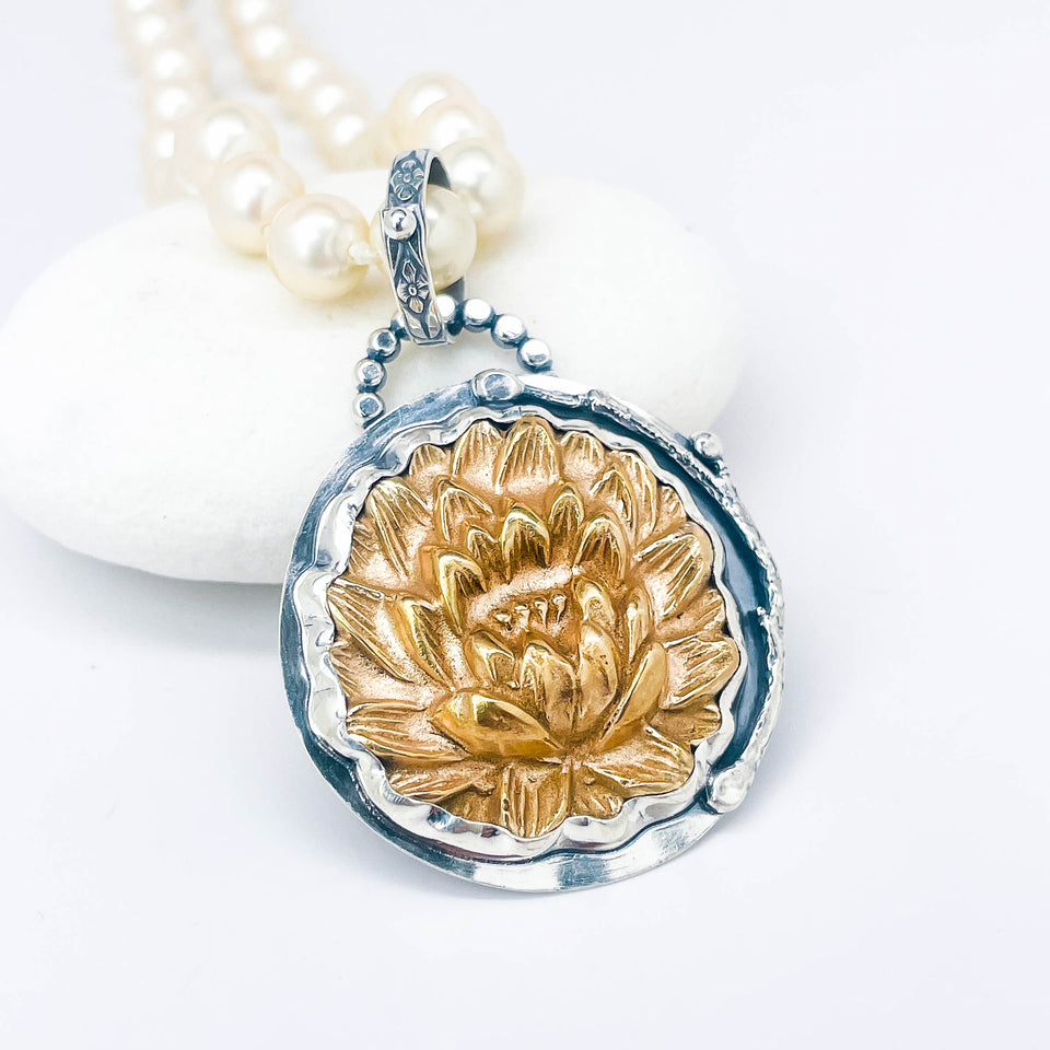 Bronze Lotus Flower Pendant Necklace - Journey Talisman