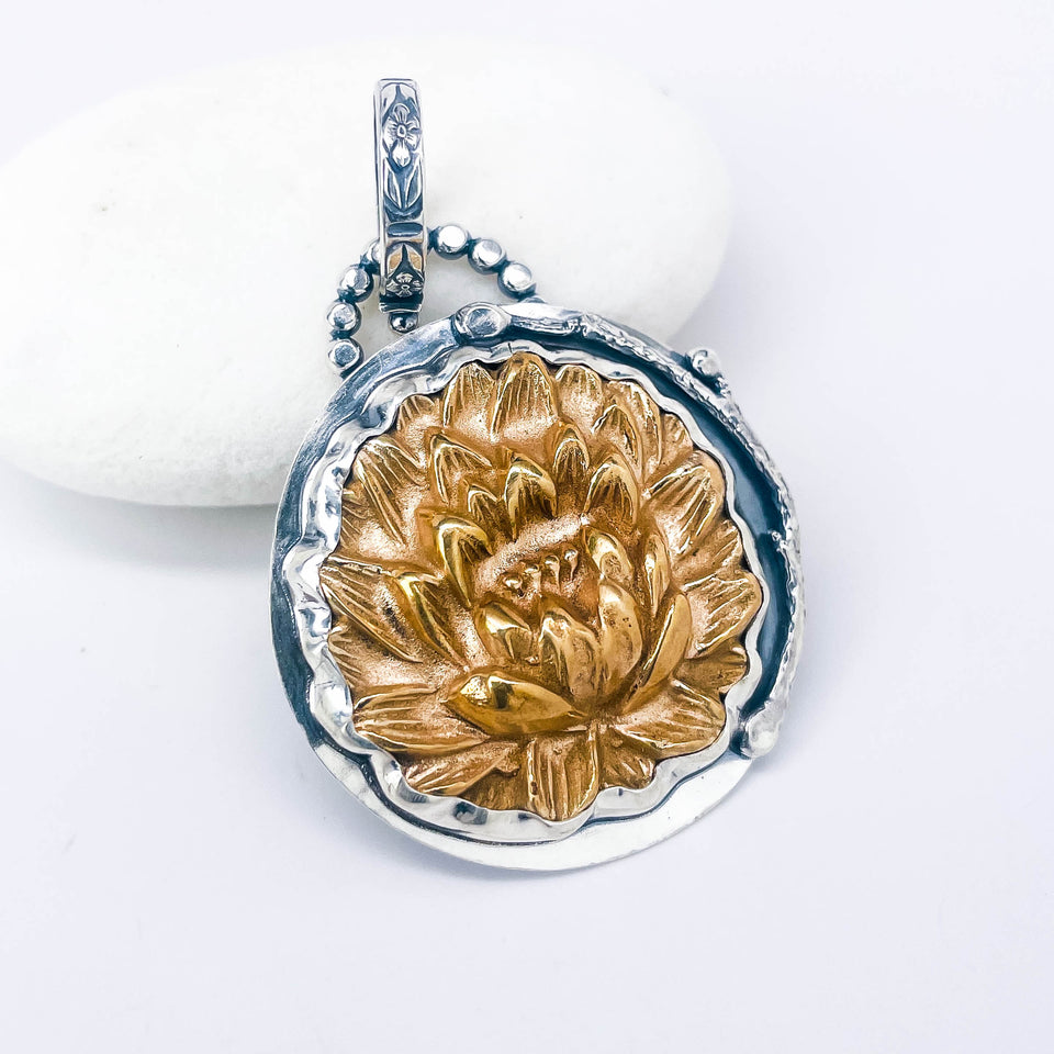 Bronze Lotus Flower Pendant Necklace - Journey Talisman
