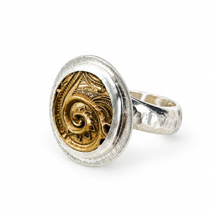 Sterling Silver Bronze Swirl Ring Adjustable