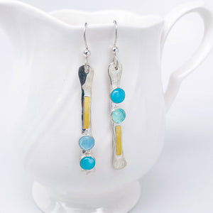 Sterling Silver Totem Talisman Earrings - Chalcedony & Amazonite