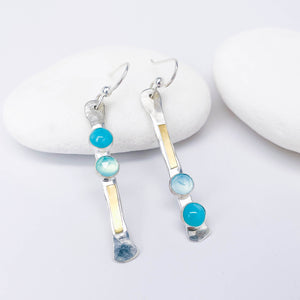 Sterling Silver Totem Talisman Earrings - Chalcedony & Amazonite