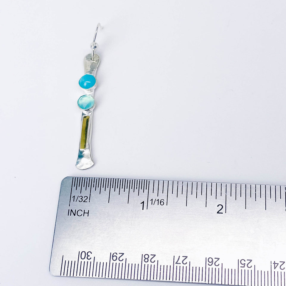 Sterling Silver Totem Talisman Earrings - Chalcedony & Amazonite