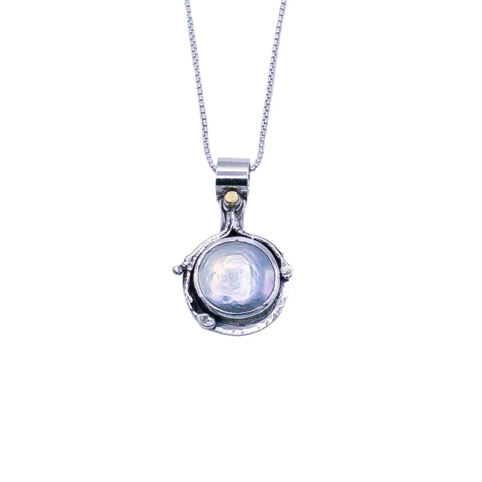 Sterling Silver Freshwater Pearl Neaklace - Rose shrub branch