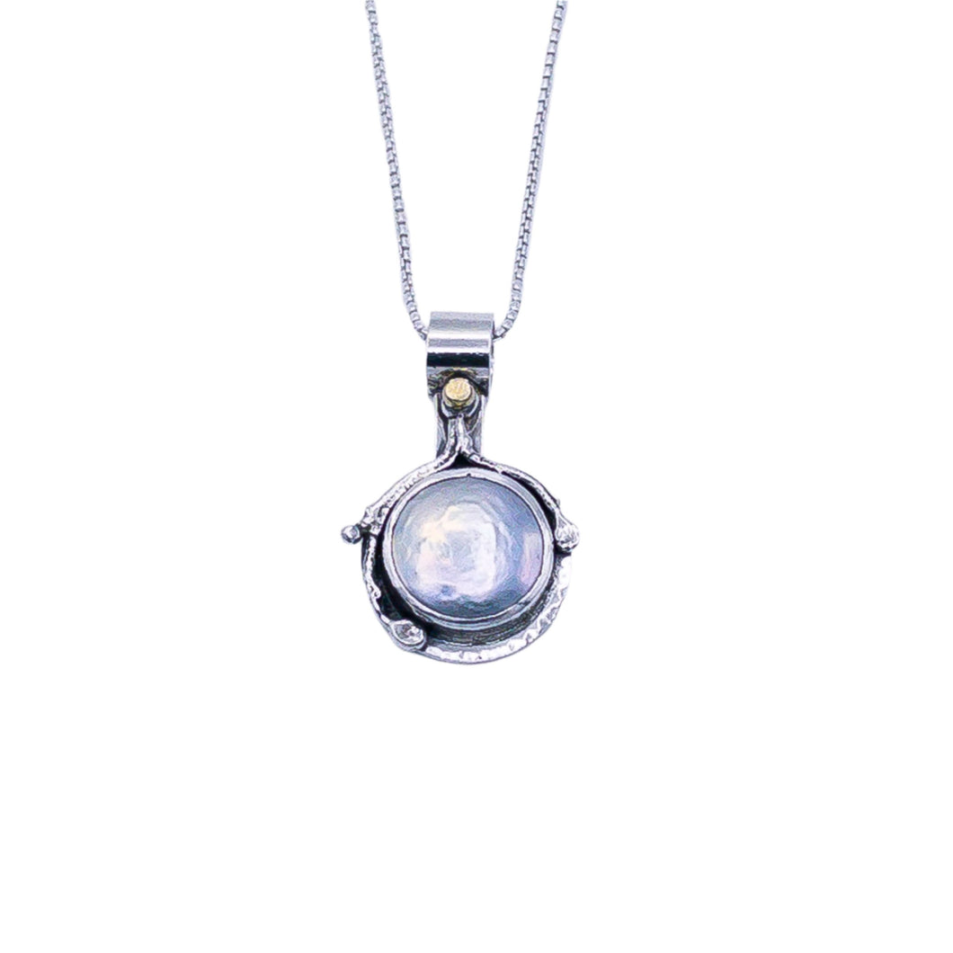 Sterling Silver Freshwater Pearl Neaklace - Rose shrub branch