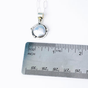 Sterling Silver Pearl Pendant Necklace - Stillness Talisman - DawnsArtisanJewelry.com