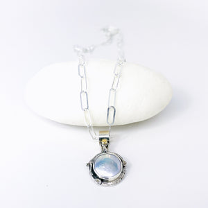 Sterling Silver Pearl Pendant Necklace - Stillness Talisman - DawnsArtisanJewelry.com
