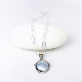 Sterling Silver Pearl Pendant Necklace - Stillness Talisman - DawnsArtisanJewelry.com