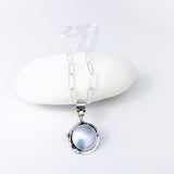 Sterling Silver Pearl Pendant Necklace - Stillness Talisman - DawnsArtisanJewelry.com