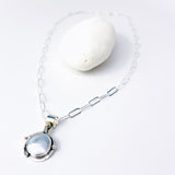 Sterling Silver Pearl Pendant Necklace - Stillness Talisman - DawnsArtisanJewelry.com