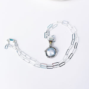 Sterling Silver Pearl Pendant Necklace - Stillness Talisman - DawnsArtisanJewelry.com