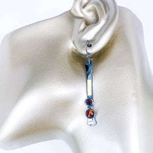 Silver Earrings Wabi Sabi Garnet