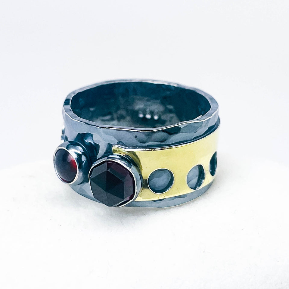 Holy Gold Garnet Ring Size 7 - Transformation Talisman