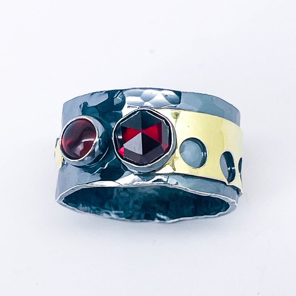 Holy Gold Garnet Ring Size 7 - Transformation Talisman