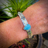 Sterling Silver Larimar Cuff -Whispers Of The Sea Bracelet II