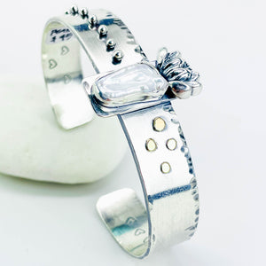 Sterling Silver Lotus Pearl Bracelet