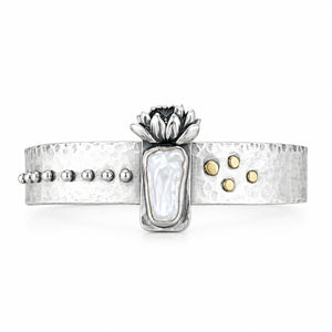 Sterling Silver Lotus Pearl Bracelet