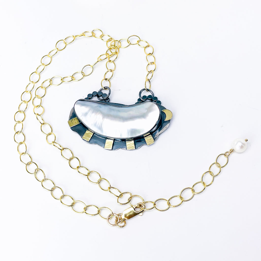 Sterling Silver Mabe Blister Pearl Necklace – Moonlit Origin