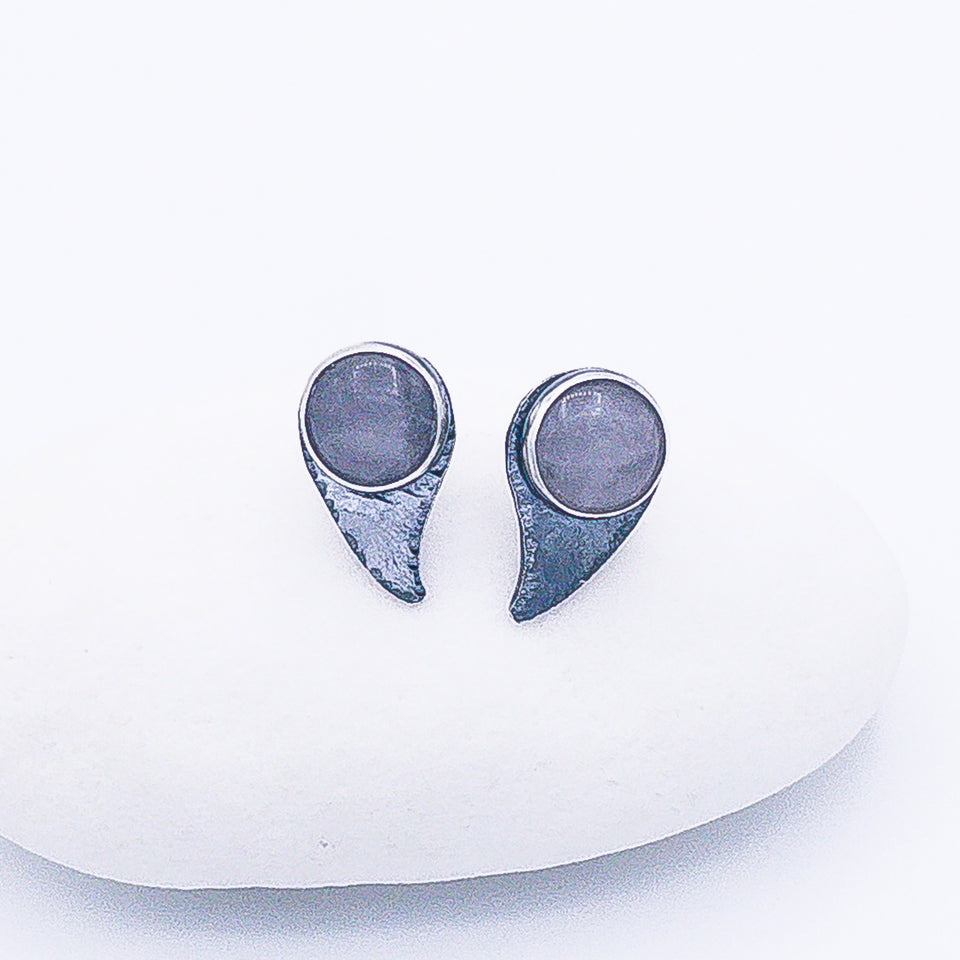 Sterling Silver Rain Drop Post Earrings - Rose Quartz Earrings