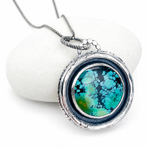 Sterling Silver Turquoise Pendant - Earth Pendant