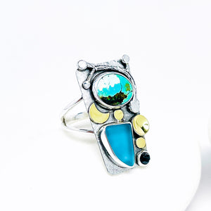 Turquoise Ring - Earth Totem Ring Size 8 1/2