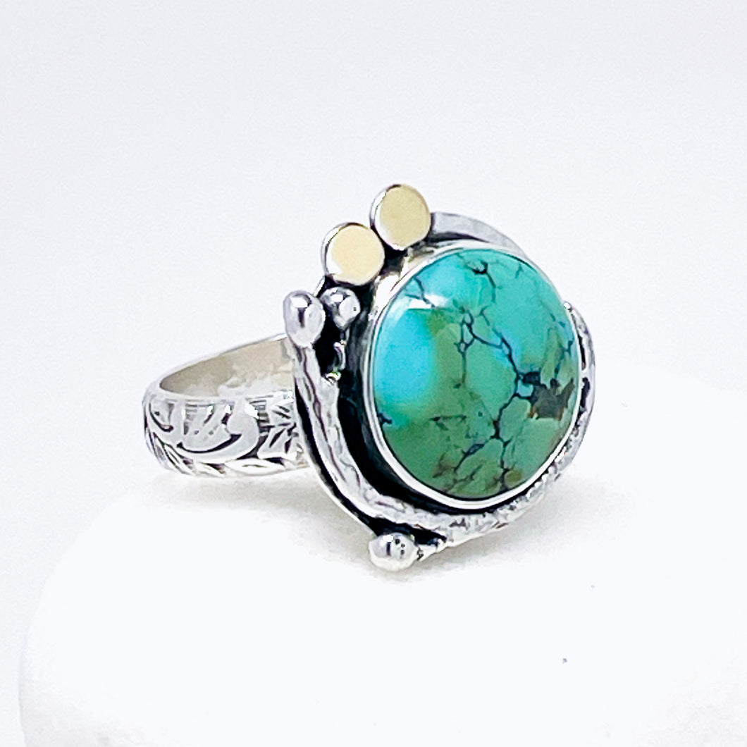 Sterling Silver Turquoise Ring - Turquoise Western Ring Size 7