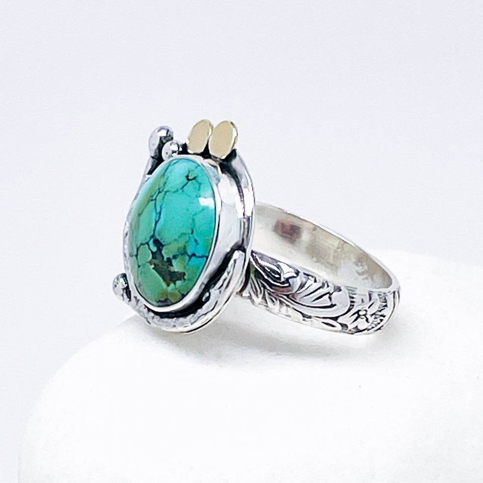 Sterling Silver Turquoise Ring - Turquoise Western Ring Size 7