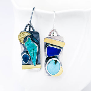 Wabi Sabi Earrings Turquoise Sea Glass
