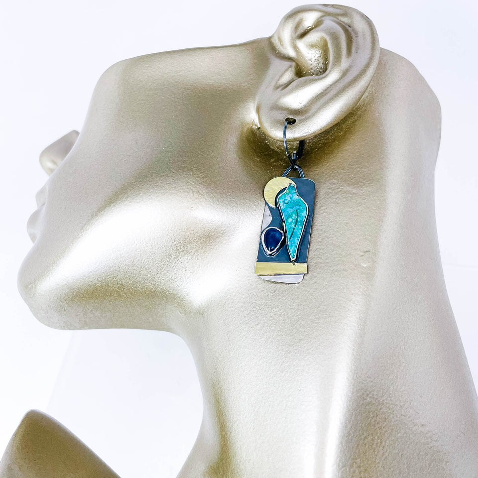 Wabi Sabi Earrings Turquoise Sea Glass