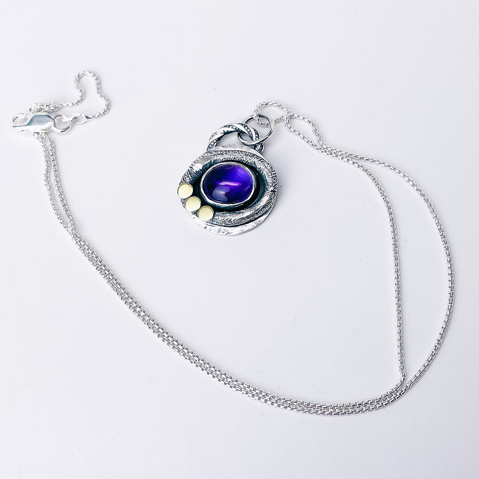 Sterling Silver Amethyst Necklace - Strength Talisman