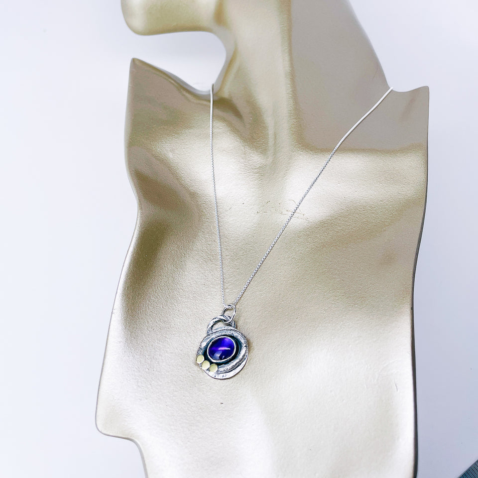 Sterling Silver Amethyst Necklace - Strength Talisman