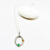 Sterling Silver Green Onyx and Gold Necklace - Ophelia Collection