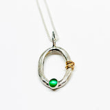 Sterling Silver Green Onyx and Gold Necklace - Ophelia Collection