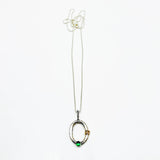 Sterling Silver Green Onyx and Gold Necklace - Ophelia Collection