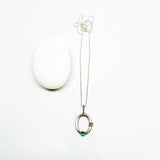Sterling Silver Green Onyx and Gold Necklace - Ophelia Collection