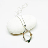 Sterling Silver Green Onyx and Gold Necklace - Ophelia Collection