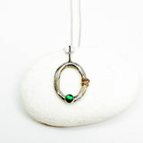 Sterling Silver Green Onyx and Gold Necklace - Ophelia Collection