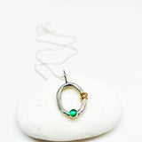 Sterling Silver Green Onyx and Gold Necklace - Ophelia Collection