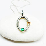 Sterling Silver Green Onyx and Gold Necklace - Ophelia Collection
