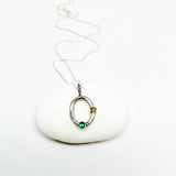 Sterling Silver Green Onyx and Gold Necklace - Ophelia Collection