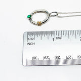 Sterling Silver Green Onyx and Gold Necklace - Ophelia Collection