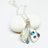Blue Topaz Sterling Silver Ginkgo Pendant Necklace - Clarity Talisman